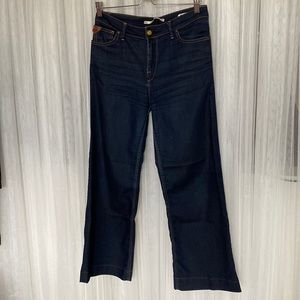 Zara women premium denimwear collection dark wash, high rise flare leg jeans